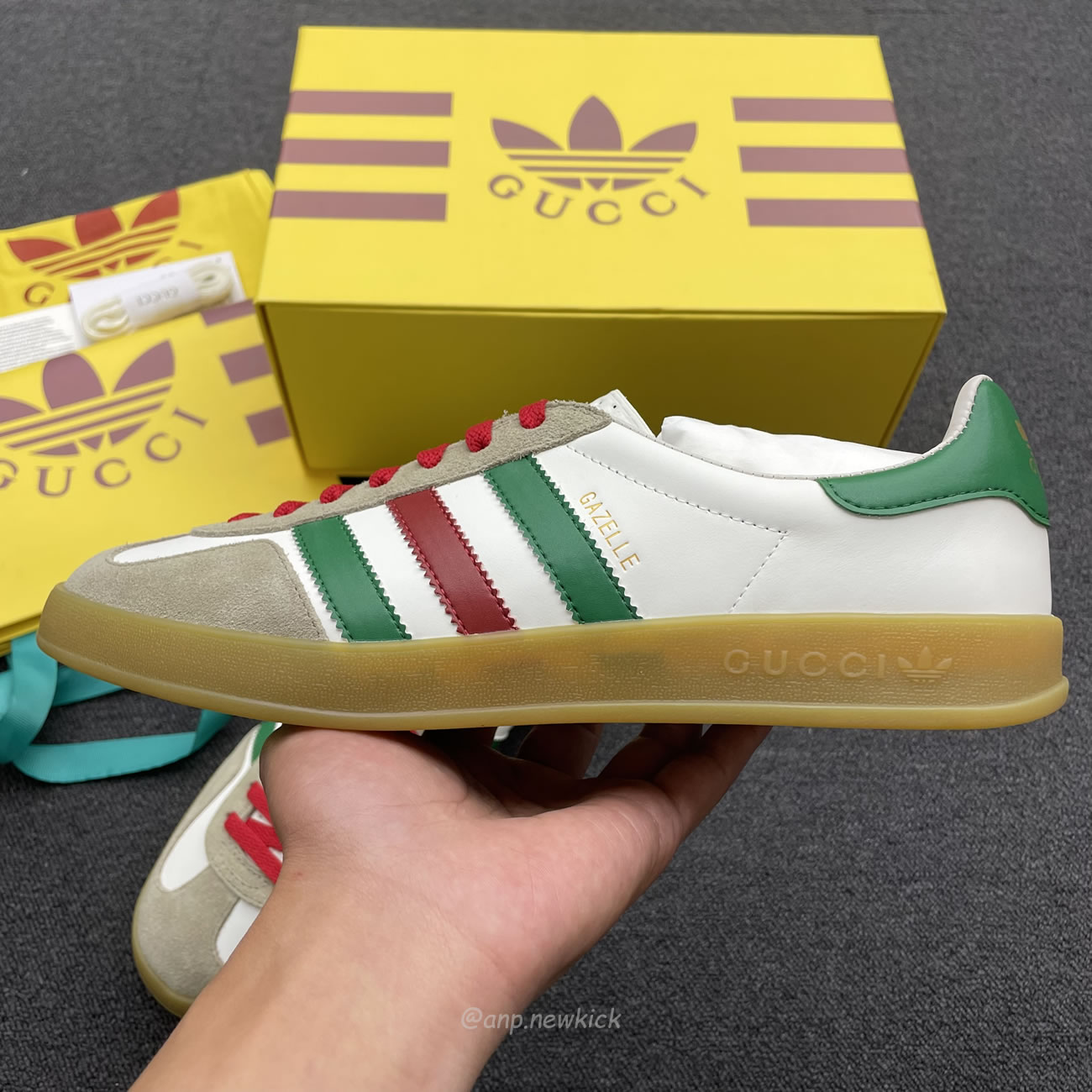 Adidas X Gucci Gazelle White Green Red 726487 Aaa43 9547 (7) - www.newkick.vip